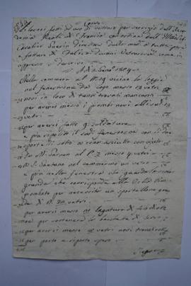 cahier des comptes et quittance du vitrier Felice Durani pour les travaux du 10 avril au 18 mai 1...