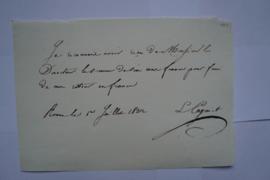 quittance pour frais de son retour en France, du peintre Léon Cogniet à Charles Thévenin, fol. 100