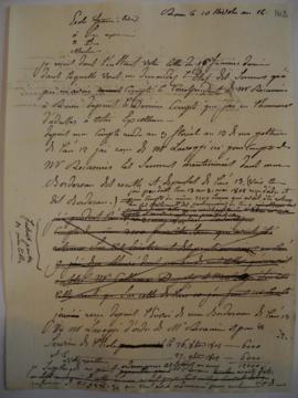 Brouillon de lettre concernant les dépenses et recettes de l’an XIII, de Joseph-Benoît Suvée au m...