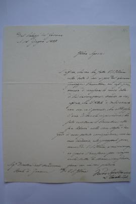 lettre informant de la libération de Giuseppe Piacentini, incarcéré sans cause, de L. Ciacchi de ...