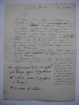 lettre informant de l’expédition de deux caisses contenant des ouvrages des pensionnaires peintre...