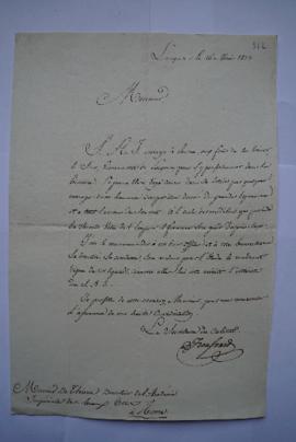 lettre recommandant M. Giovannetti, peintre de Troussard, secrétaire d’État de Lucques à Lethière...