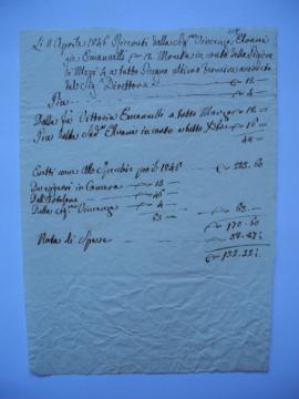 note des redevances payées, de l’architecte de l’Académie Giuseppe Marini, fol. 115