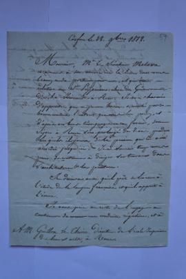 lettre de Donzelot, Gouverneur général des Îles ioniennes, à Lethière, fol. 57-58