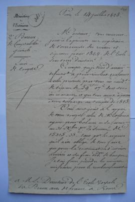 envoi des comptes pour 1824, du ministre de l’Intérieur à Pierre-Narcisse Guérin, fol. 230-231
