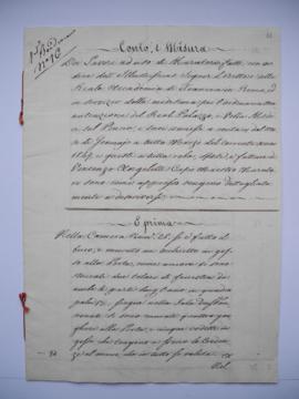 cahier des comptes et quittance pour travaux de janvier à mars 1847, de Vincenzo Angeletti, maîtr...