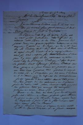 lettre parlant des difficultés des relations entre Rome et les Îles Ioniennes et des inquiétudes ...