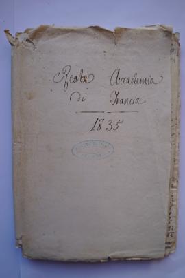 « Reale Accademia di Francia. 1835 », sous-pochette contenant les folios 567 à 679, fol. 566, 680