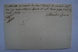 quittance pour la copie d’une partition de musique, de Alessandro Caverni à Pierre Narcisse Guéri...