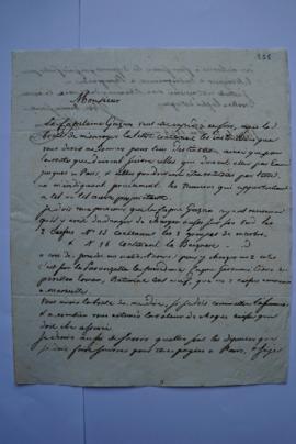 lettre concernant l’expédition des caisses et demande des instructions pour le capitaine Gazan, d...