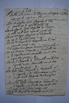 cahier des comptes et quittance de la veuve Francesca Pucci, chaudronnière pour les travaux du 17...