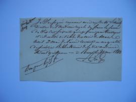 quittance pour traitement et indemnité de table des mois de mars, avril et mai 1842, du secrétair...