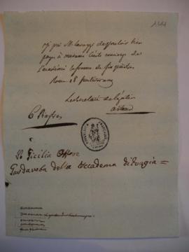 Ordre de payement à Cecilia, concierge de l’Académie et sa quittance, par Artaud, secrétaire de l...