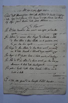 cinq comptes et quittances de Francesco Brandi (mai-août 1815) pour les illuminations faites à l'...
