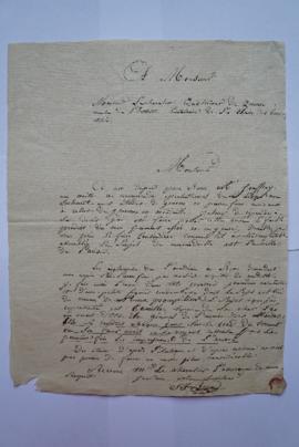 lettre au sujet des envois des médailles de Brun, du graveur Brun à Quatremère de Quincy, secréta...