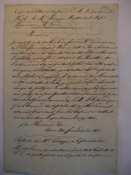 « Copie de la lettre écrite par S.E.M. Le Cardinal Fesch, A M. Lavaggi ministre de la Rép. Liguri...
